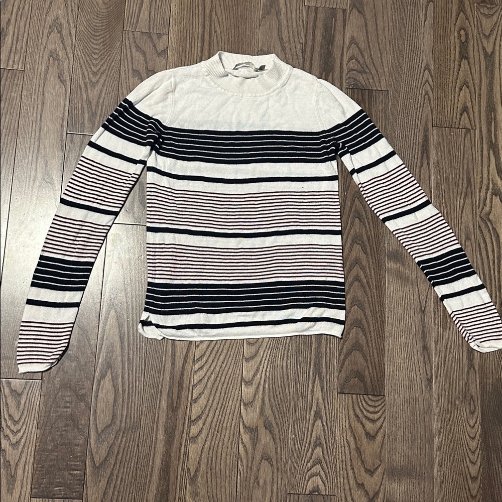 ASOS LONG SLEEVE MOCK NECK STRIPED SWEATER